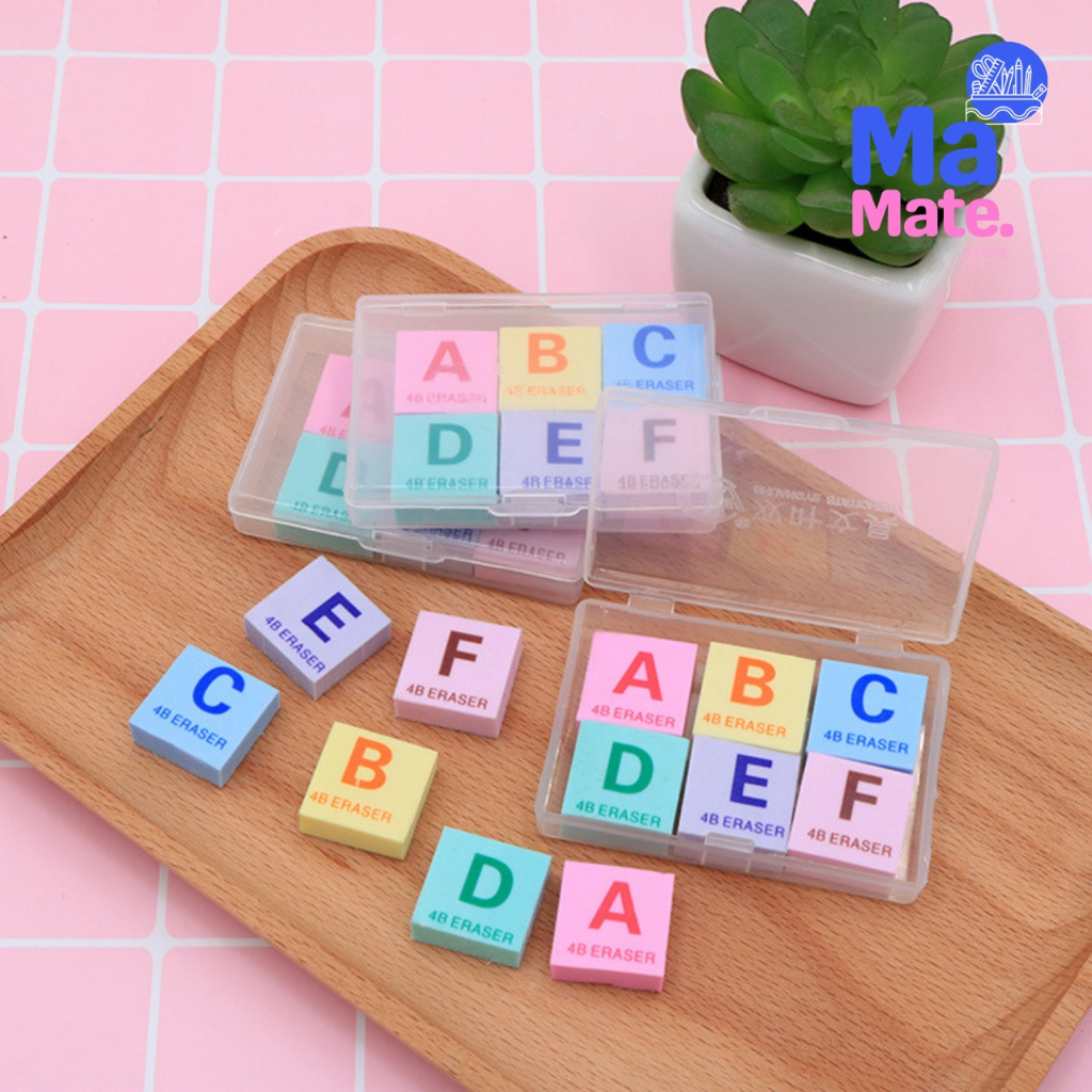 ยางลบABCขายเป็นกล่อง 1กล่อง/6ชิ้น ยางลบดินสอ สำหรับเด็ก/ERA-024