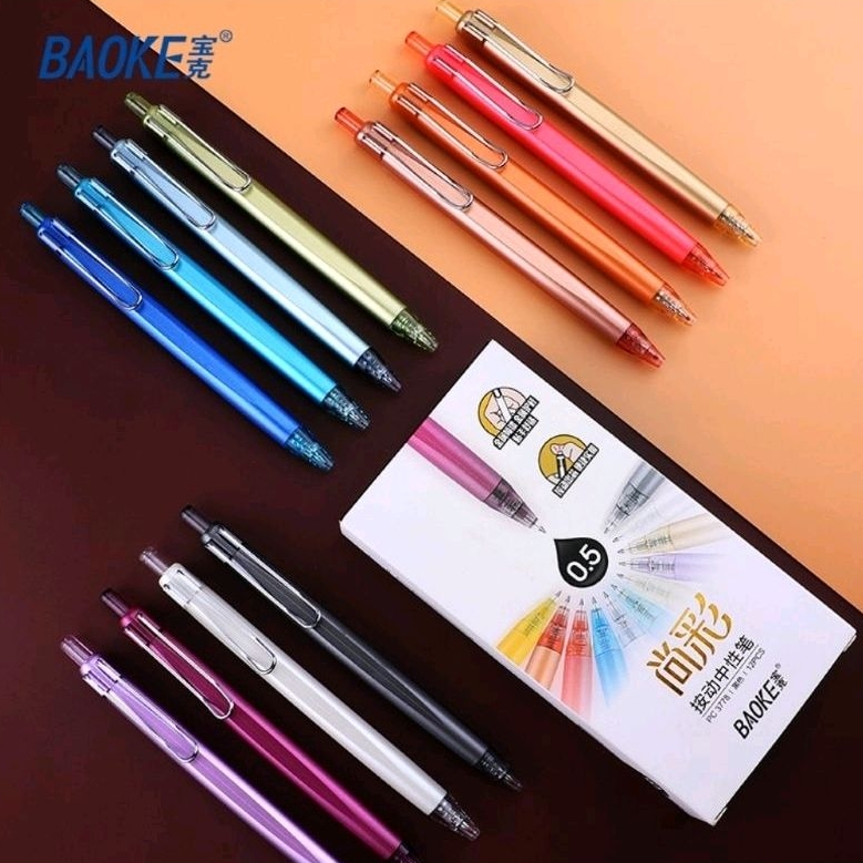 Baoke ปากกาเจล แบบกด PC3778 ขนาด 0.5มม. หมึกน้ำเงิน เปลี่ยนไส้ได้ (ราคาต่อ 1 ด้าม)