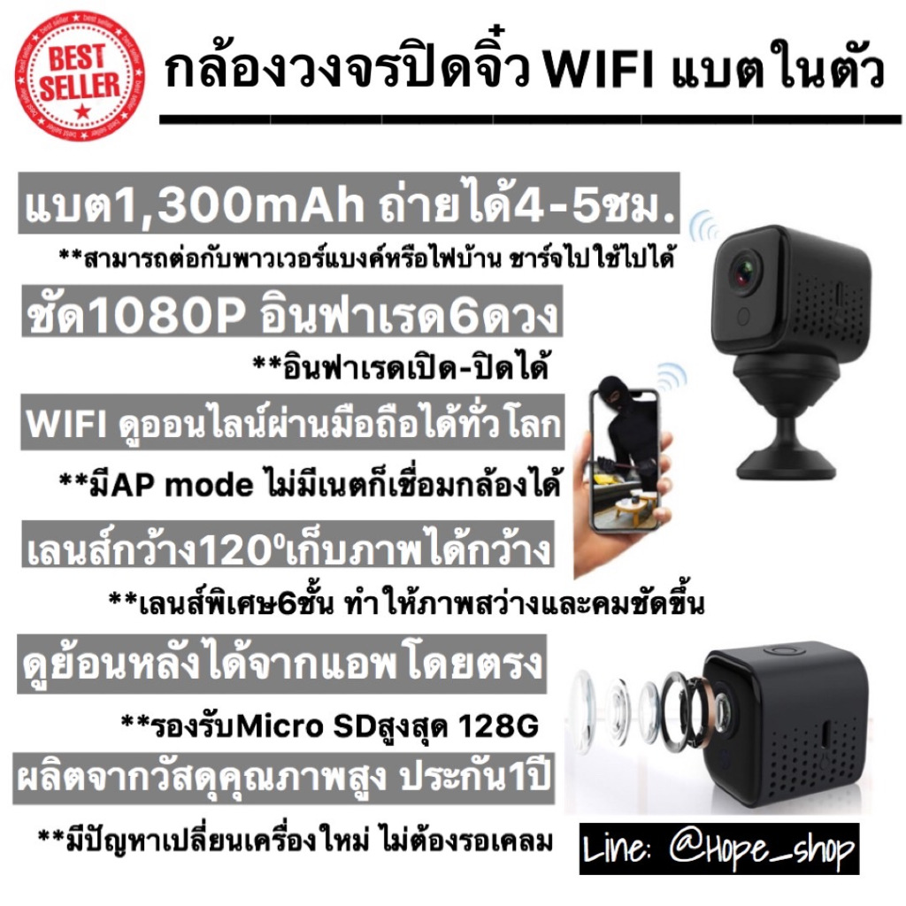 ส่งไว🎉กล้องจิ๋ว Wifi ไม่มีเนตก็ดูได้ ชัด1080P กล้องวงจรปิดไร้สาย CCTV กล้องวีดีโอ mini camera ใช้งานง่าย ประกัน1ปี