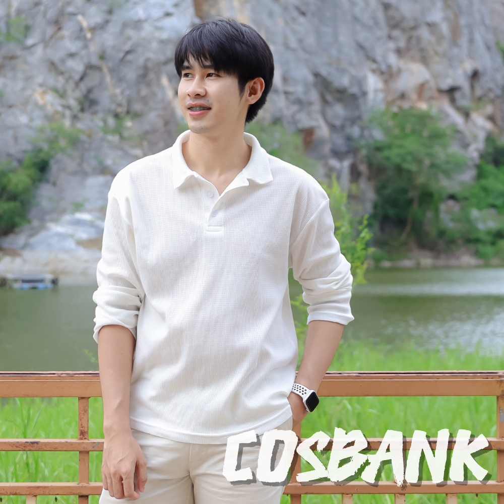 COSBANK เสื้อยืดโปโลคอปก แขนยาว KOREAN STYLE ผ้า Waffle