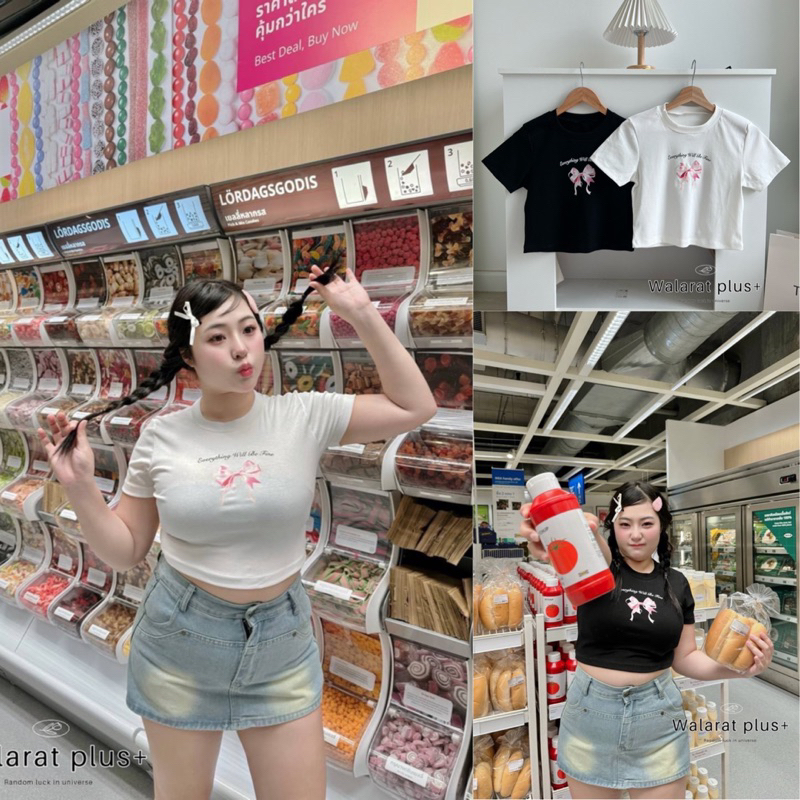 PLUSSIZE งานเสื้อใหม่สาวอวบอ้วนแต่งโบว์น่ารัก(SIZE 34-50) ลดราคาเเรง2วันเท่านั้น