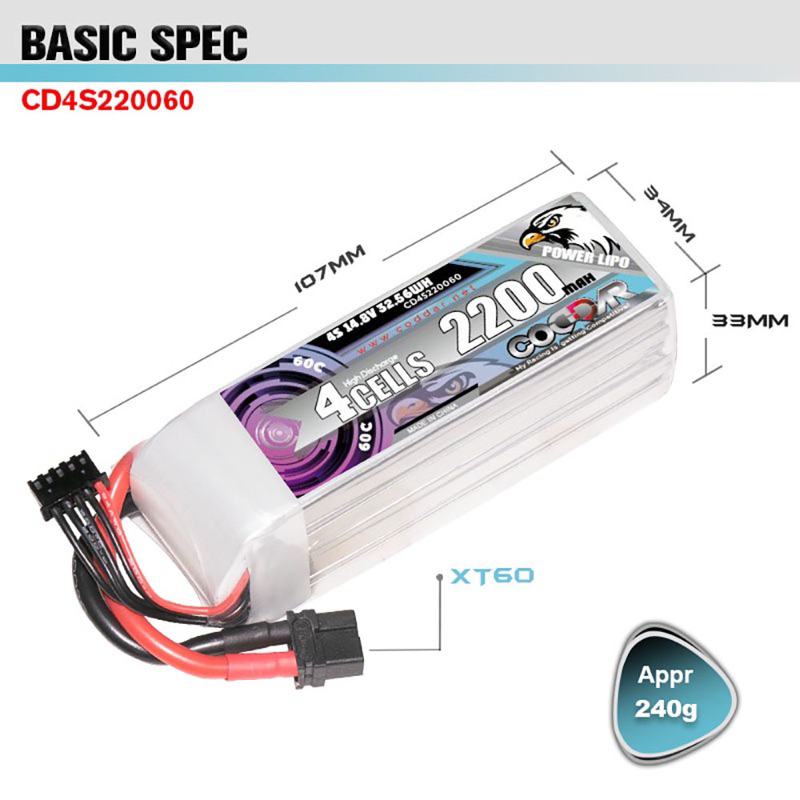 CODDAR Lipo 4s 14.8V 2200mAh 60c