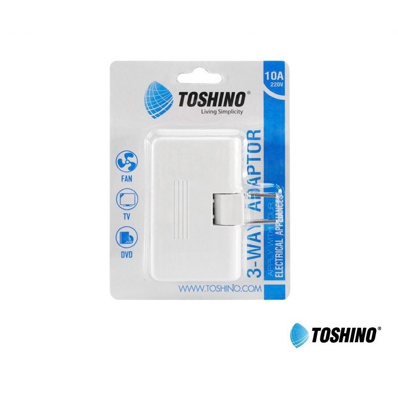 ปลั๊กแปลง 3 ทาง ยี่ห้อ Toshino รุ่น TN-335 รองรับไฟ 2000 วัตต์