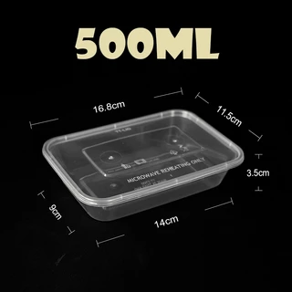 กล่องเหลี่ยมใส่อาหารพลาสติกสีใสขนาด500/650/750/1000ml (แบบลัง 300 ชุด)กล่อง+ฝา สินค้าพร้อมส่ง