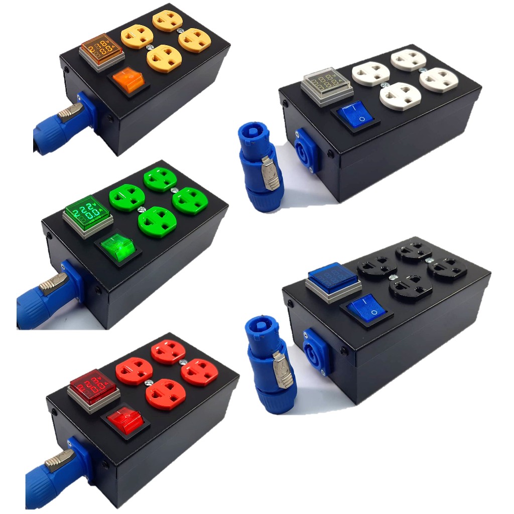 ชุุด BOX-4 รุ่น VA ชุดเต้ารับ 4 ช่อง ชุดบล๊อคไฟ 4 ช่อง จอแสดงผล โวล์ท/แอมป์ แถมฟรีเพาเวอร์ครอนตัวผู้ 1 ตัว