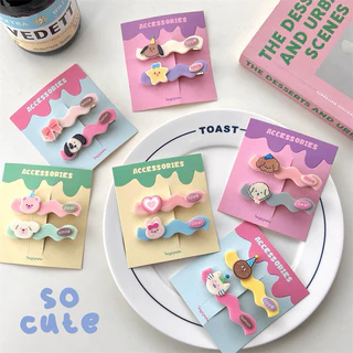 Cute 206 กิ๊บติดผม กิ๊บหนีบผมเหลี่ยมคลื่นการ์ตูน 2 ชิ้น/แพ็ค