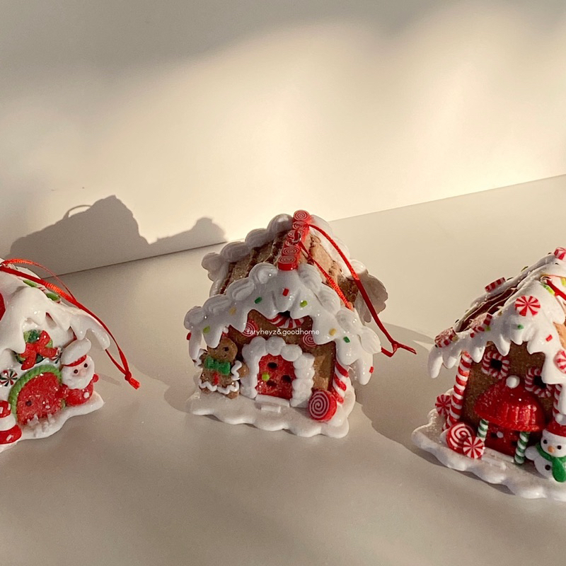 บ้านขนมปังขิงเปิด-ปิดไฟ ตกแต่งต้นคริสต์มาส Christmas gingerbread house ornaments | faryheyz
