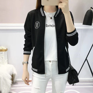 มาใหม่ เสื้อแจ็กเก็ตผู้หญิงแขนยาวมีกระเป๋าและซิปหน้า ลายM คลุมกันร้อนกันหนาวผู้หญิง