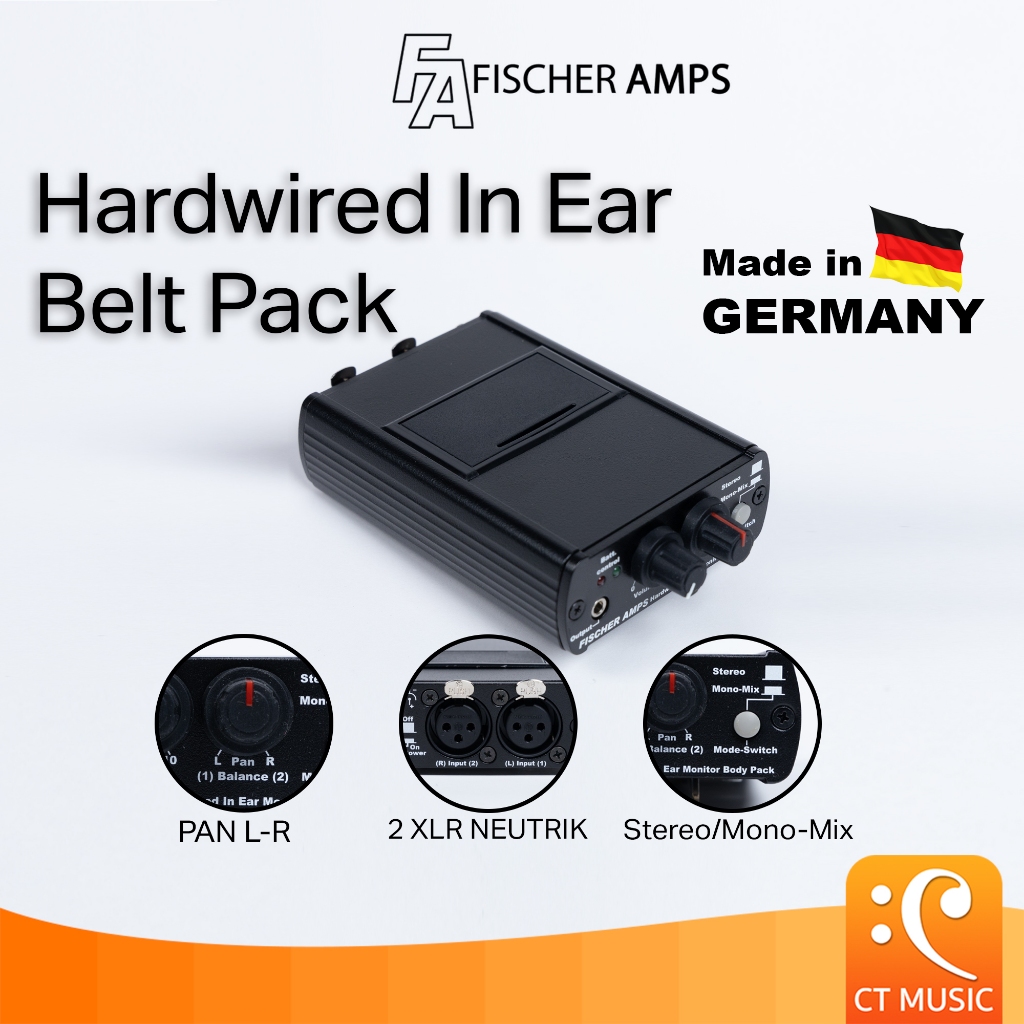 In Ear Monitor Amp นักดนตรี Fischer Amps Hardwired In ear Belt Pack