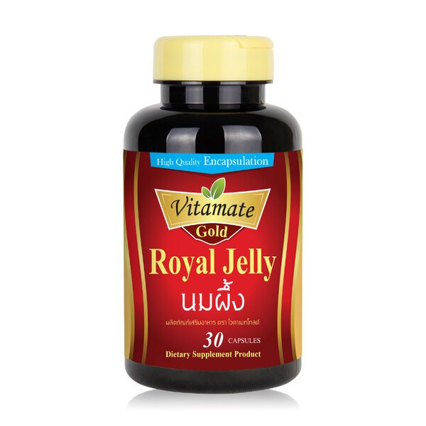 Vitamate Gold Royal Jelly 30 Capsules  จากไวตาเมท ด้วยนมผึ้ง (Royal Jelly) ช่วยปรับสมดุลฮอร์โมน วัยท