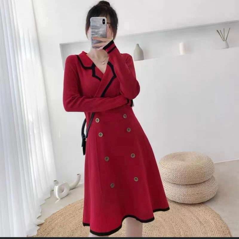 ❗️❗️NEW❗️❗️ใหม่ มือ1❗️❗️เดรสผ้าทอknit ทรงเดรสสูท M Lต้นๆ