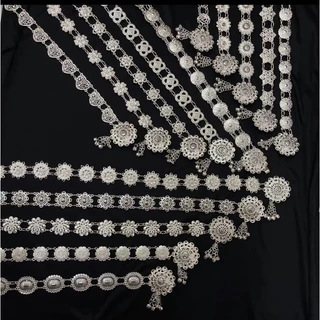 Vintage jewelry เครืองประดับโบราณเข็มขัดดอกไม้อีสานชุดล้านนาไทหัวเข็มขัด สีเงิน thai belts