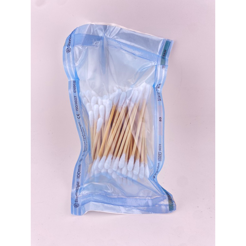 ก้านสำลี อบฆ่าเขื้อ แล้ว cotton bud sterile แพ็คละ 100 ก้าน