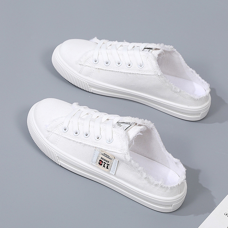LHfashion สินค้าใหม่กำลังมาแรง รองเท้าผ้าใบสำหรับสุภาพสตรีแฟชั่น มีเชือกผูกรองเท้า รูปทรงรองเท้าสวยหรูน่ารักๆสไตล์เกาหลี