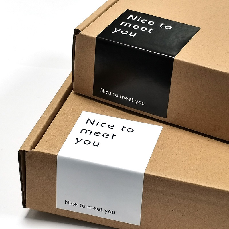 🇹🇭💥50ชิ้น/แพ๊ค💥สติ๊กเกอร์ 6x10cm สุดคูลเก๋ๆ เรียบแต่มาก ตกแต่งกล่องของขวัญขอบคุณลูกค้า✨Nice 2 Meet U