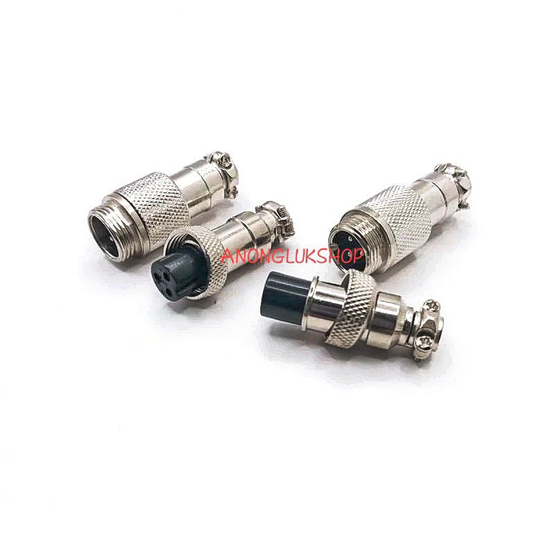 1ชุด PLUG M12 GX12 GX-12 2P 3P 4P 5P 6P ผู้ต่อสาย+เมียต่อสาย ข้อต่อ คอนเนคเตอร์ เกลียว 12มิล