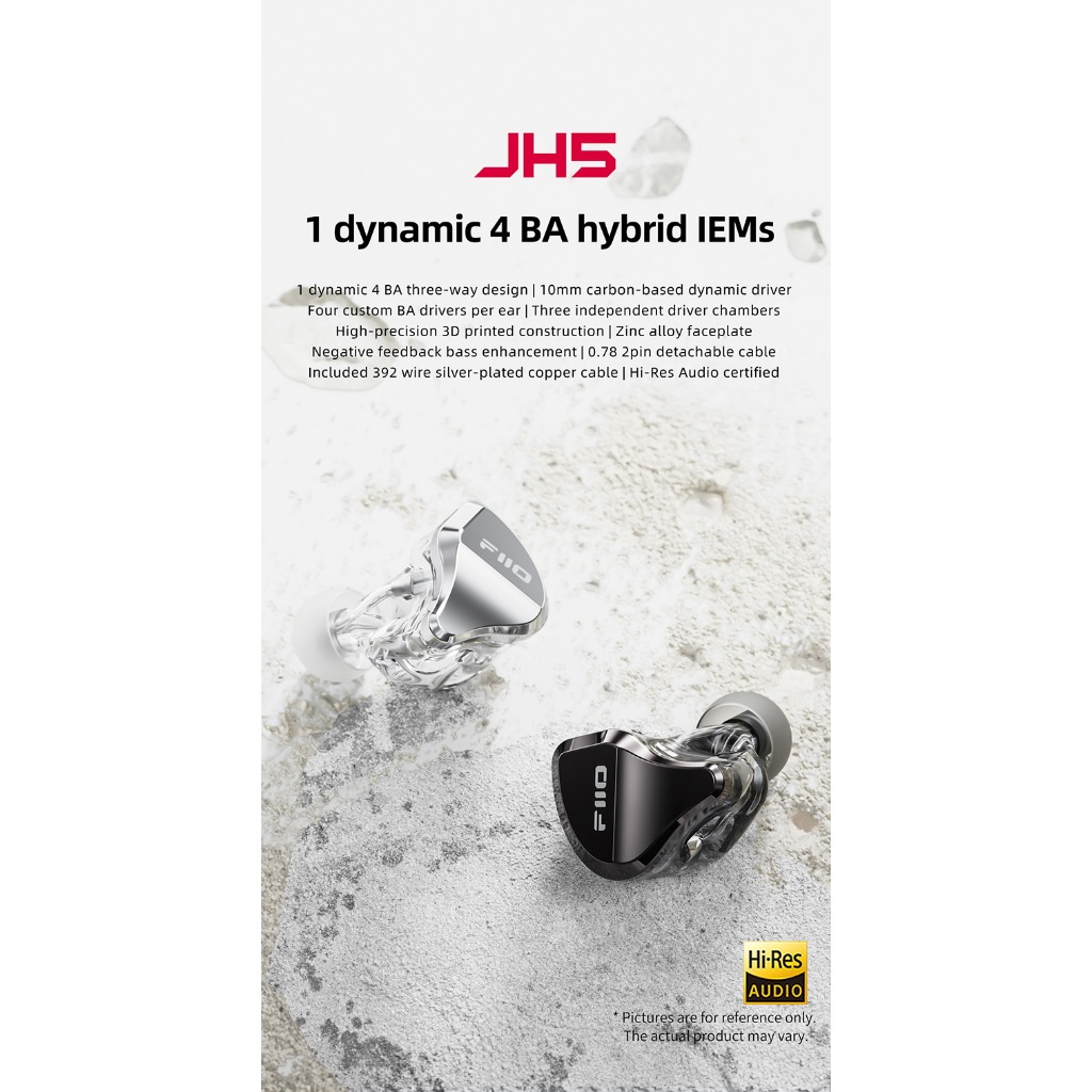 FiiO Jade Audio JH5 หูฟัง IEMs Hybrid 5 ไดรเวอร์ 1DD+4BA รองรับ Hi-Res ประกันศูนย์ไทย ราคา ถูกที่สุด ดีลบีเคเค แกลเลอรีภาพที่ 2