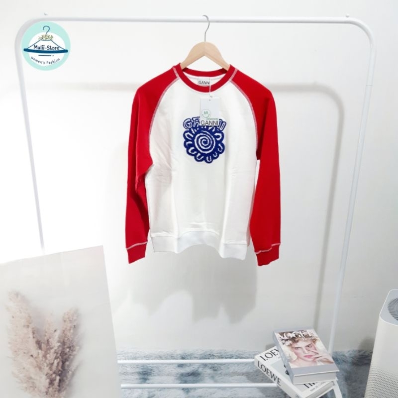 พร้อมส่ง 🌈Valen Ganni sweater 🌼🌺 แขนยาวสเวตเตอร์ ดีเทลปักดอกไม้ขนนูนๆน่ารักมากๆค่ะ❤