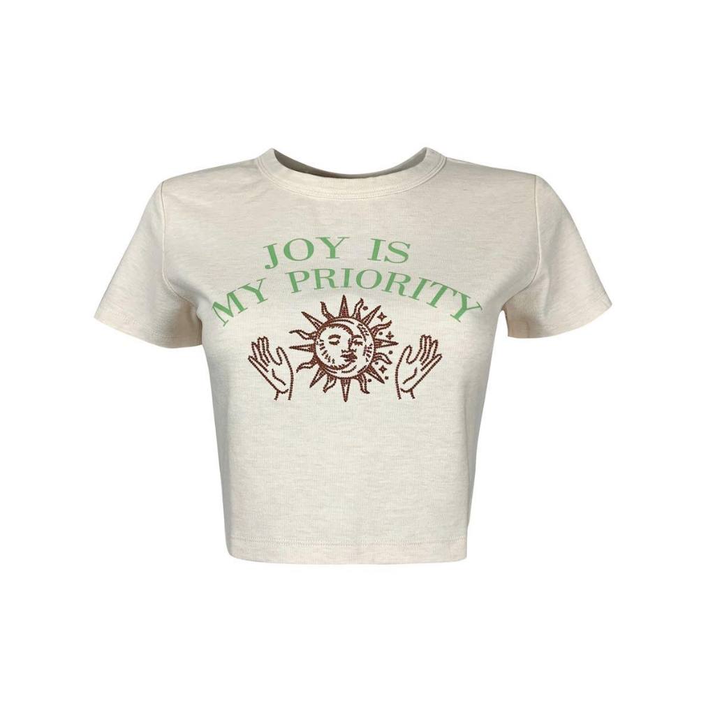 Hybrid T-shirt Women ไฮบริดเสื้อยืดผู้หญิงแขนสั้น ทรงครอป สีครีม(Cream)WTS-1038-CR  เสื้อสตรีท เสื้อ