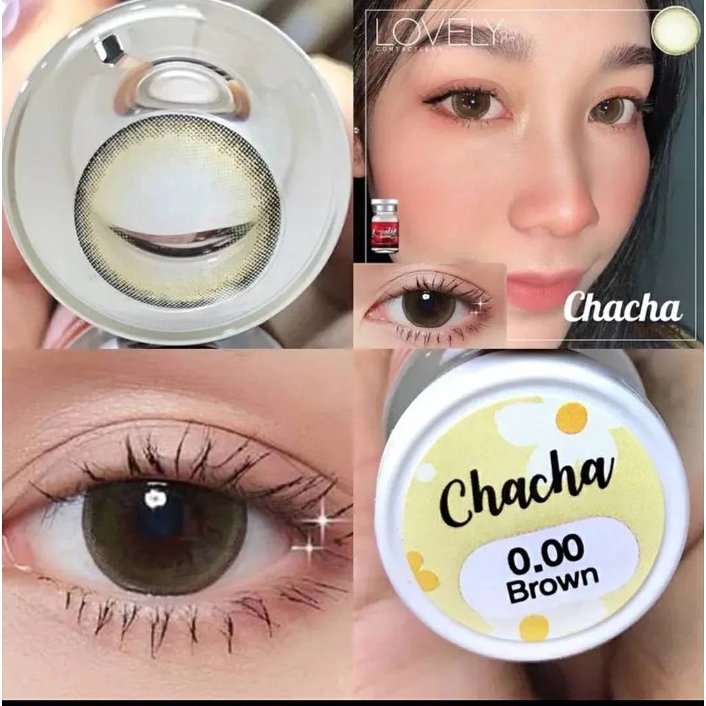 มีค่าสายตา   Lovelylens Chacha/Tara Gray Brown    บิ๊กอาย สุดปัง คอนแทคเลนส์ รายเดือน มีอย แถมตลับฟรี เลนส์นิ่ม Gray B