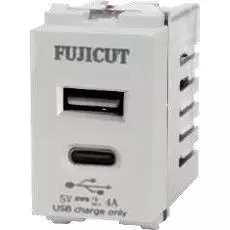 เต้ารับ USB Type A + C - 5V 2.4A USB Charger Socket (สีขาวและสีดำ) แบรนด์ Fujicut (รับประกัน 2 ปี)