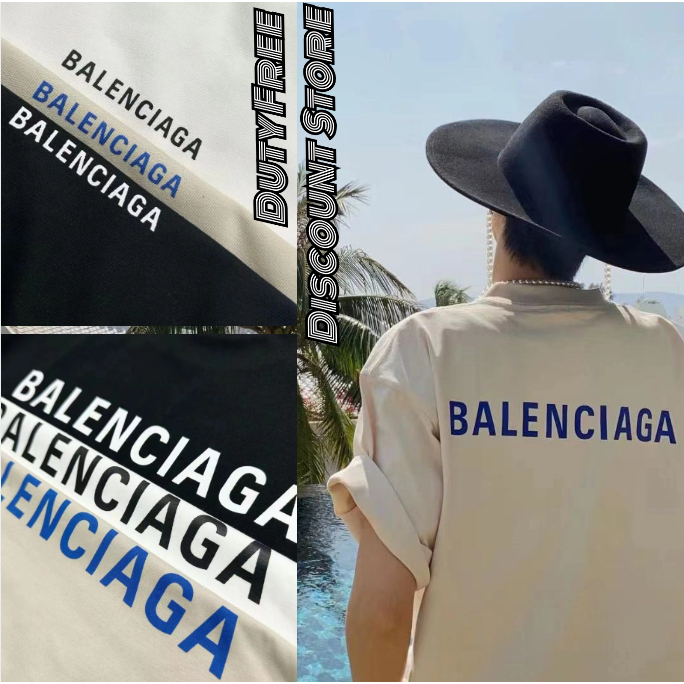 Balenciaga/LOGO เสื้อยืดบุรุษ/บาเลนเซียก้า/ขนาดกลาง/ทรงตัด