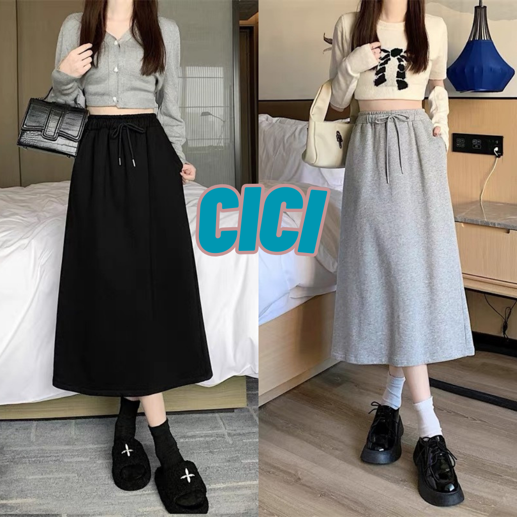 ส่งทันที Cici(NO. 1189)Long skirts กระโปรงยาวทรงเอตรง เอวยืดทรงสวยใส่แมตช์สไตล์ y2k