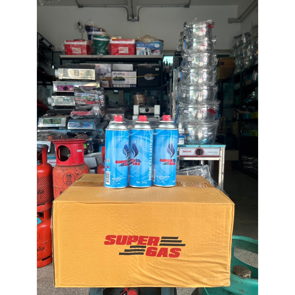 SUPER GAS แก๊สกระป๋อง ความจุก๊าซ 250 กรัม จำนวน 3 ชิ้น มีปลายทาง พร้อมส่ง