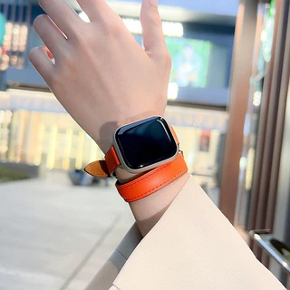 สายหนังสำหรับ iwatch 1 2 3 4 5 6 7 8 9 10 11 SE สายหนังวงกลมคู่ 38 มม.40 มม.41 มม.42 มม.44 มม.45 มม.49 มม.46มม