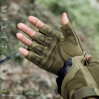 Tactical Gloves ถุงมือฝึกยุทธวิธีเปิดครึ่งนิ้ว มีเกราะป้องกันหลังมือ เหนียวแน่น ยึดเกาะได้ดี สวมใส่สบาย ไม่อับชื้น 01T3