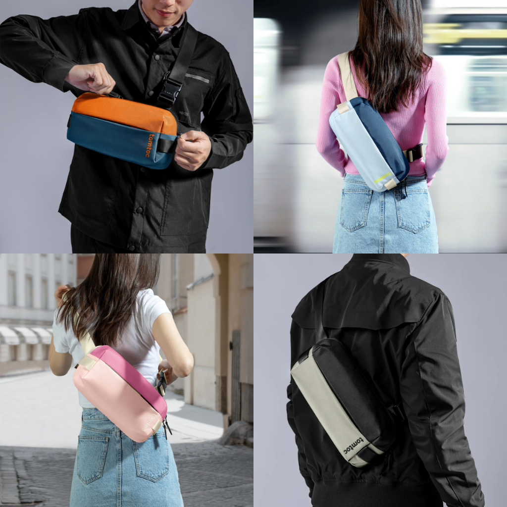 🇹🇭TOMTOC URBAN SLING BAG WITH 8-INCH MINIMALIST EDC DESIGN กระเป๋าสะพายข้าง ดีไซน์แนวสตรีท น้ำหนักเบา ทนทาน หยิบง่าย by