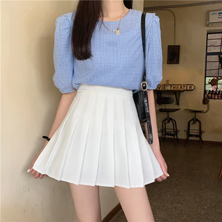 🔵พร้อมส่ง🔵กระโปรงเทนนิส กระโปรงพลีท XS-2XL สีพื้น เอวสูง ทรงเอ กระโปรงเจเค มีทั้งหมด7สี #2322