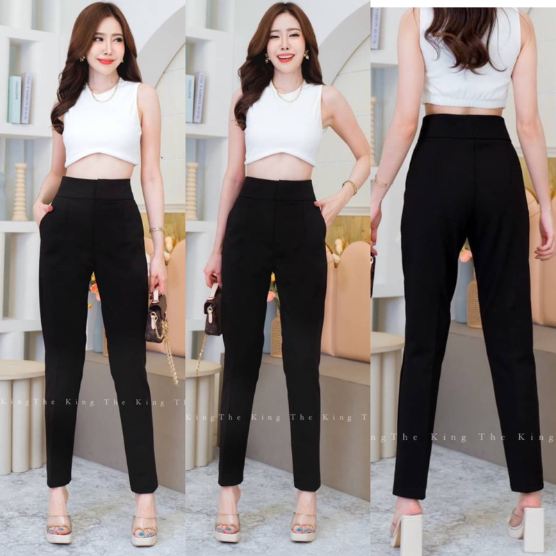 S-XXXL รุ่นใหม่ กางเกงขาเดฟ2ตะขอผ้าโรเชฟพรีเมี่ยมเอวสูงผ้าเนื้อยืดอย่างดี ใส่แล้วกระชับไม่เป็นขน