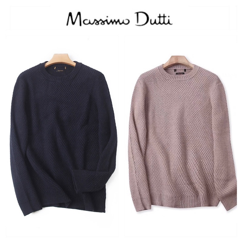 เสื้อไหมพรม เสื้อแคชเมียร์ cashmere knit wear สเวตเตอร์ไหมพรม ผู้ชาย แบรนด์ MASSIMO DUTTI แท้ % (MY080)