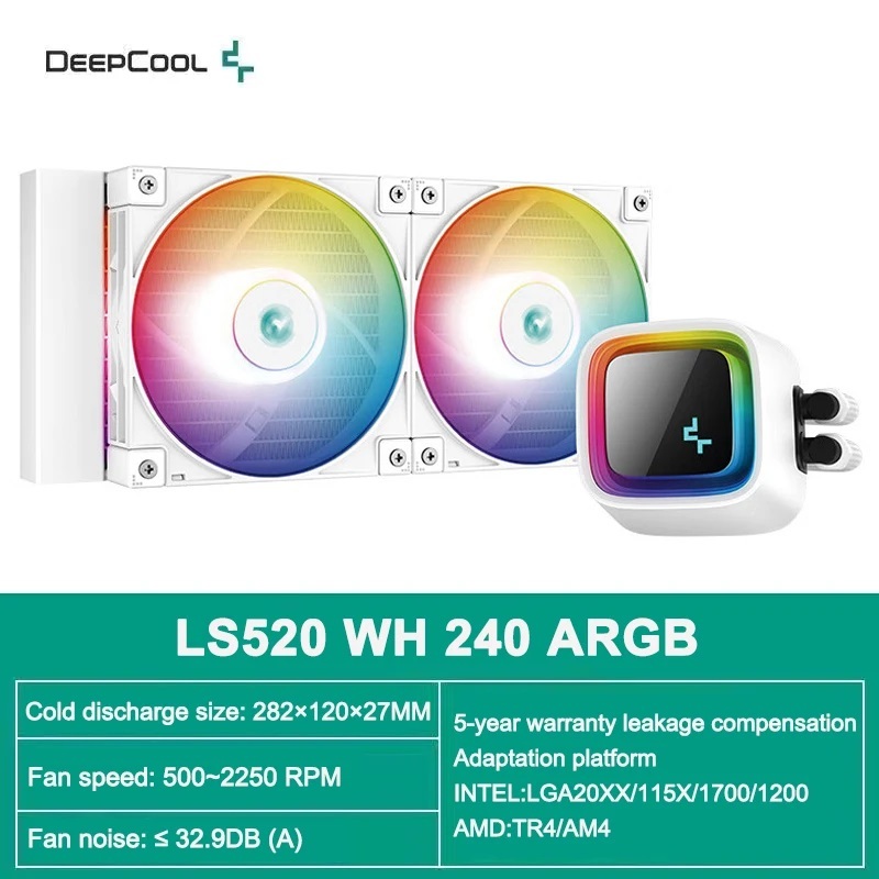 CPU LIQUID COOLER  DEEPCOOL LS520 WHITE