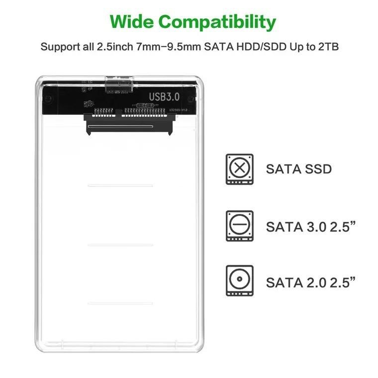 [จัดส่งในพื้นที่] กล่องใส่ HDD แบบใส Harddisk SSD 2.5 inch USB3.0 แรง Hard Drive Enclosure 2139U3 (ไม่รวม HDD)