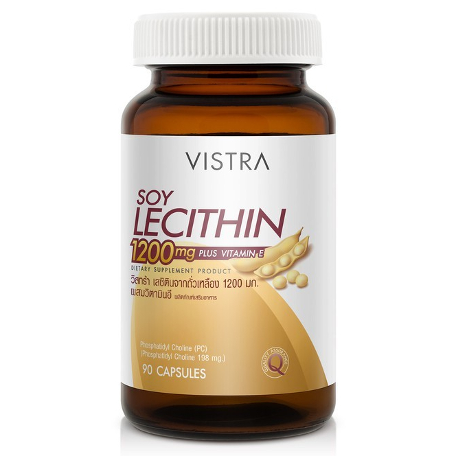 VISTRA Soy Lecithin 1200mg Plus Vitamin E (90 Capsules) วิสทร้า เลซิตินจากถั่วเหลือง 1200 มก. ผสมวิตามินอี (90 แคปซูล)