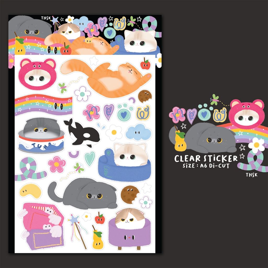 Meow meow Sticker สติ๊กเกอร์ แมวน่ารักๆ