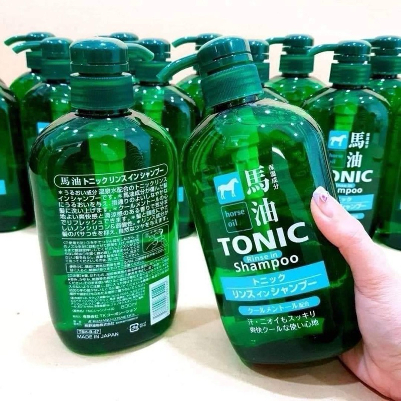 Kumano Horse Oil Tonic Rinse In Shampoo Bottle 600ml🐎💚