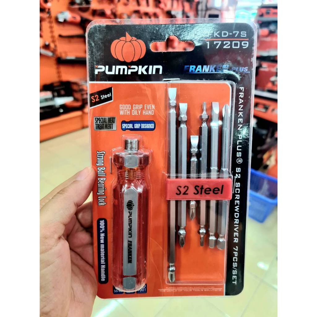 🧡พร้อมส่ง🧡ชุดไขควงสลับอเนกประสงค์ (FRANKEN-PLUS S2) 7 ตัว/ชุด PUMPKIN (17209)