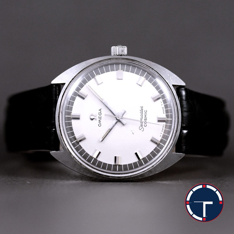 Omega รุ่น  Seamaster Cosmic หน้าปัดสีขาว ขอบสีเทา