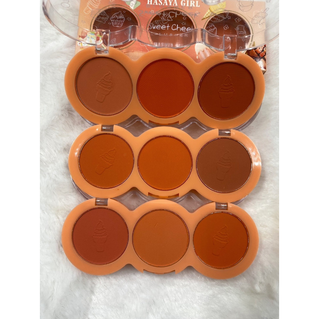 JH-3724บลัชออนปัดแก้ม ติดทนนาน สำหรับผู้หญิง HASAYA GIRL สีสวย มี3เฉดสี โทนส้มพีช ส้มอิฐ
