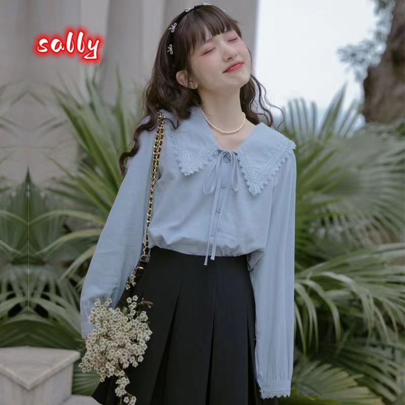 Sally เสื้อเชิ้ต น่ารัก หวานสวย ความเยาว์ สดชื่น สะดวกสบาย ระบายอากาศ ใส่แล้วดูผอม เหมาะกับทุกสไตล์