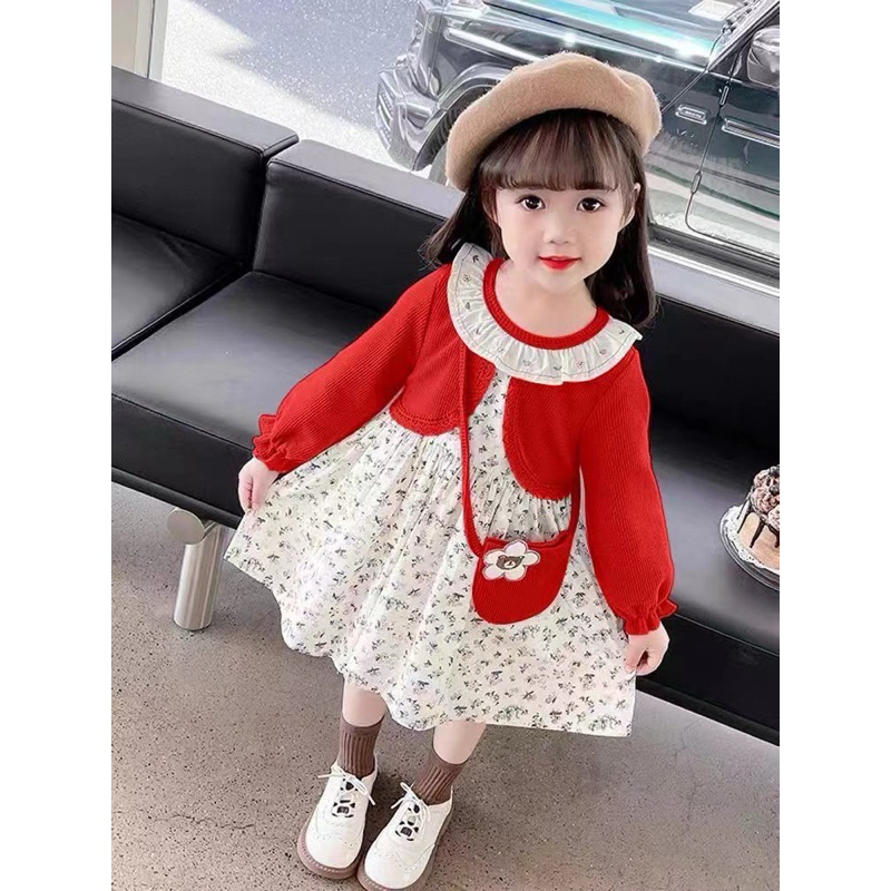 เดรสลายดอกไม้แขนยาวเด็ก1-4ขวบ - รูปที่ 2