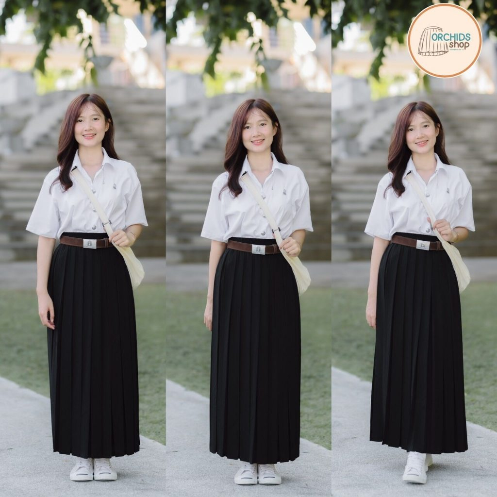 กระโปรงพลีท นักศึกษา ยาว 32 34 36 38