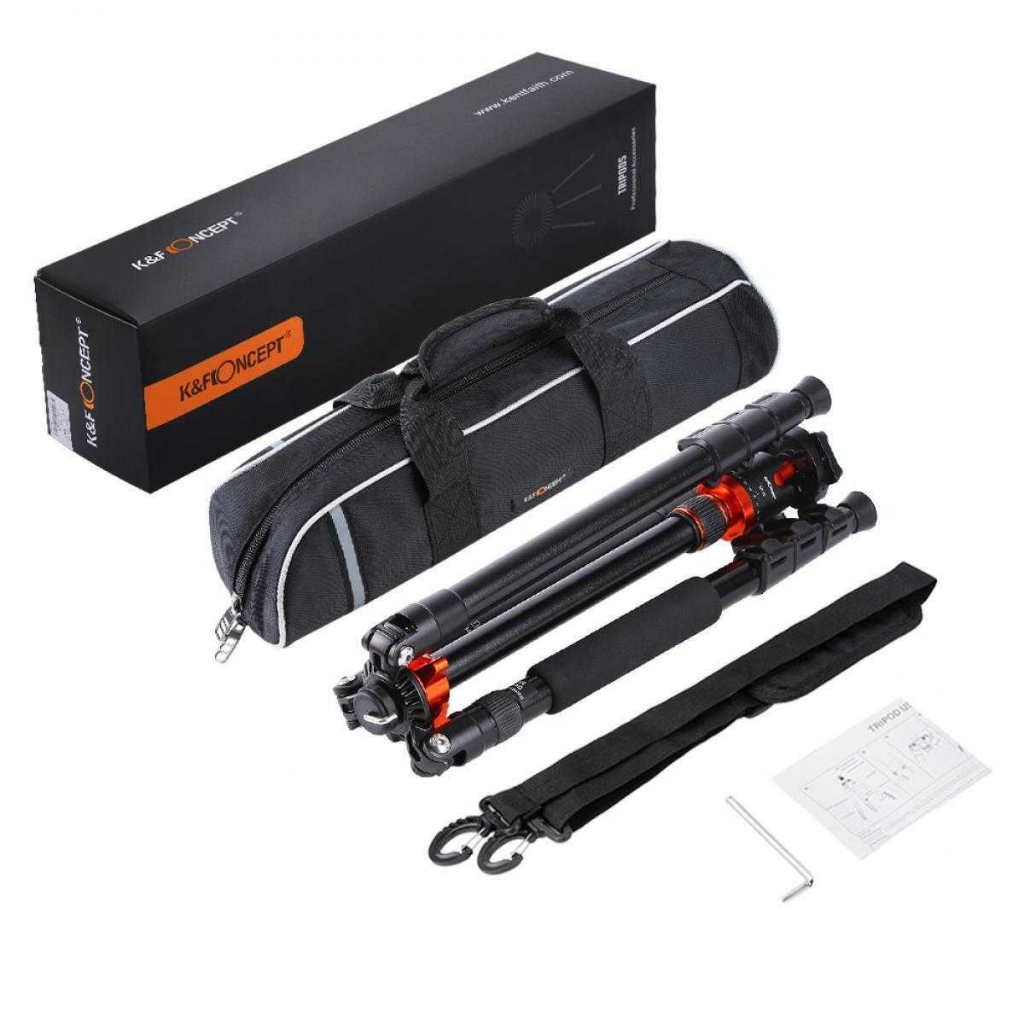 ขาตั้งกล้อง K&F KF09.084V2P Portable Camera Tripod Professional Aluminum K254A1+BH-28Ll 4-Section tr