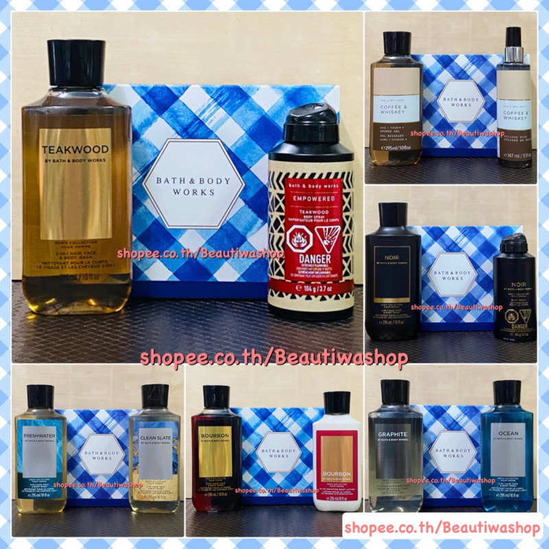 Bath & Body Work For Mens แพ็คคู่ชุดของขวัญ2 ชิ้น Body Lotion & 2 in 1 Hair & Body Wash พร้อมถุงจัดชุดของขวัญ จาก Shop