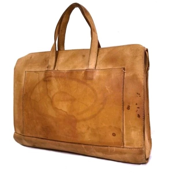 Tag leather กระเป๋าหนังแท้ ฟอกฝาด ใส่เอกสาร โน๊ตบุ๊ค กระเป๋ามือสอง  ยุโรป ของวินเทจ briefcase messenger bag yonvintage