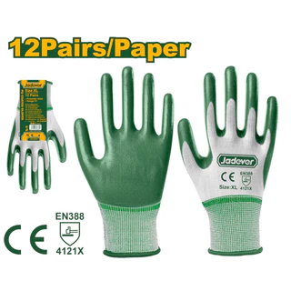 JADEVER ถุงมือผ้าเคลือบยาง ขนาดXL ราคา/1คู่ ถุงมือผ้า ถุงมือยางไนไตร ถุงมือเคลือบยาง มี2รุ่น