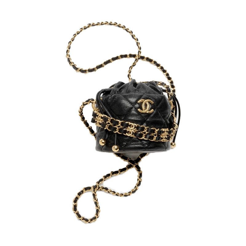 Chanel/22K/Gold buckle/Drawstring/Chain bag/Bucket bag/Crossbody bag/แท้ 100%